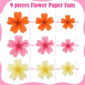 TIYIMIYUXU 9 Piece Set Paper Flowers Decorations for Wall,3 Sizes 8-14 inch Flower Decor Flower Wall Giant Flowers for Decoration,Classroom Decor