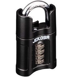 Jekosa® JKS/55 [Waterproof] Heavy Duty Combination Padlock Outdoor - [Closed Shackle] - [No Key] 4 Digit Code Lock for Sheds, Gates, Lockers, Hasps