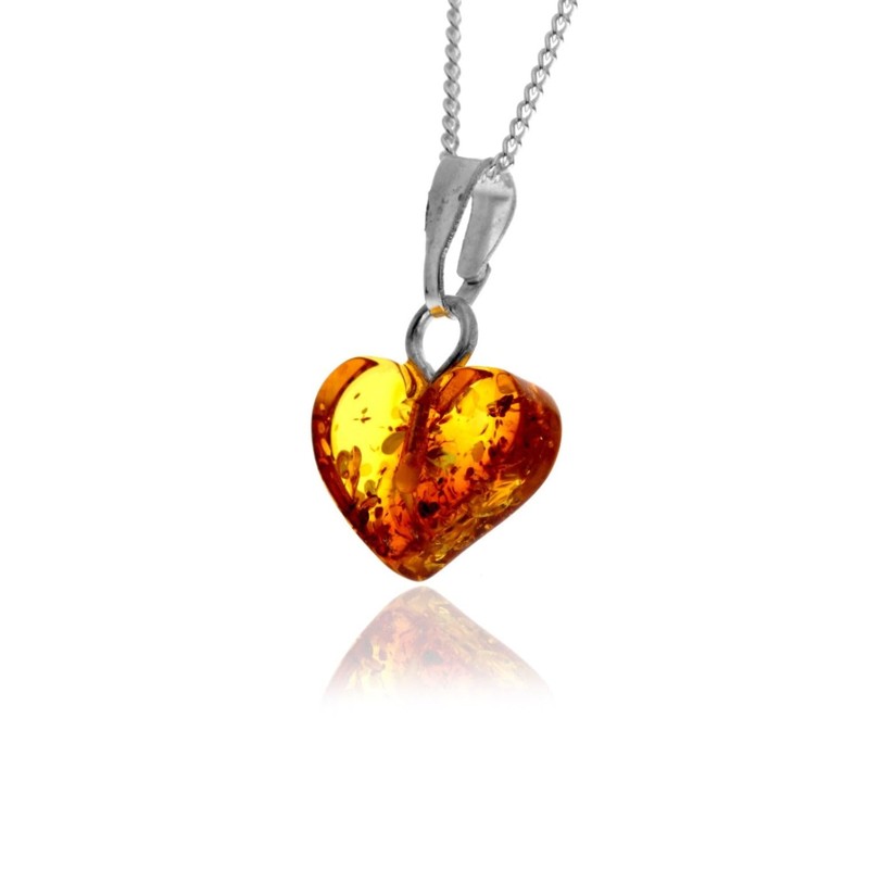 SilverAmber Jewellery UK - Genuine Tiny Baltic Amber Carved Heart
