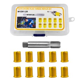 Flylin - Herramientas de reparación de roscas de bujía, herramientas de reparación de motores pequeños M12x1.25 insertos M14x1.25 llave reroscado de 14 mm para reparación de motores automotrices