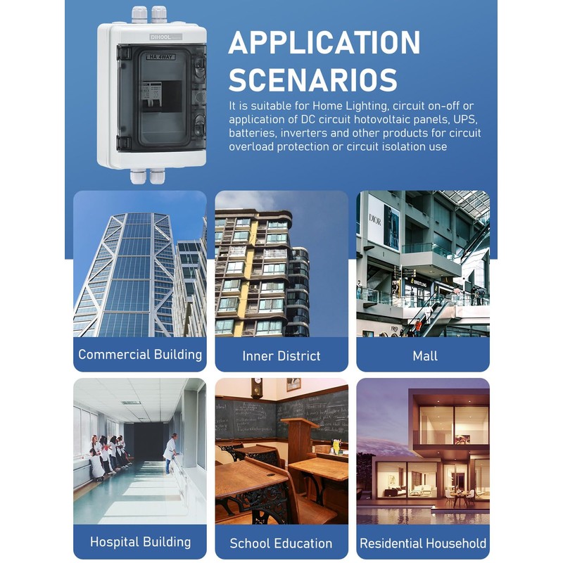 DIHOOL 20 Amp DC Solar Disconnect Switch, Miniature Circuit Breaker