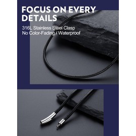 Bandmax 24 Inch Black Leather Rope Chain Necklaces for Men Women 3MM Strong Waterproof Wax Rope Chains for DIY Pendant Collares para Hombres de Moda Gift Packed