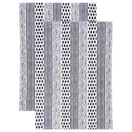 Lashuma Kitchen Towel Set of 2 Tea Towels Black White Drying Towels 48 x 68 cm
