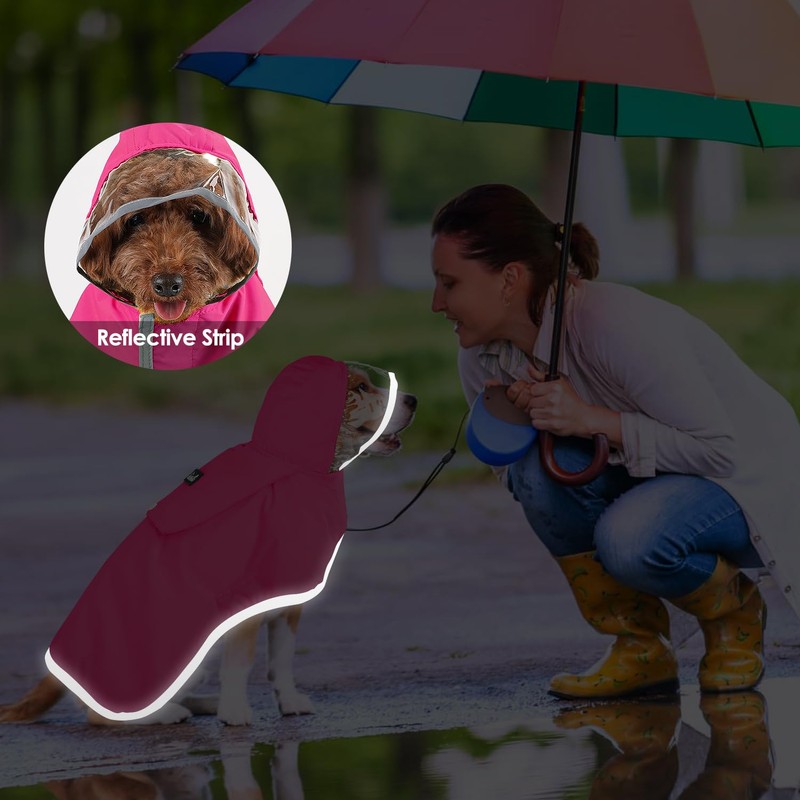 Lukovee Dog Raincoat, Adjustable Dog Rain Jacket with Clear Hooded