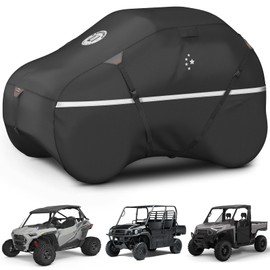 LIBZAKI UTV Covers,420D Heavy Duty Waterproof UTV Cover 2-3 Seaters/4-6 Seaters for Polaris Ranger RZR PRO XP 4 Yamaha Rhino Can-Am Defender Pioneer Kawasaki Mule Sxs Teryx Black-XL