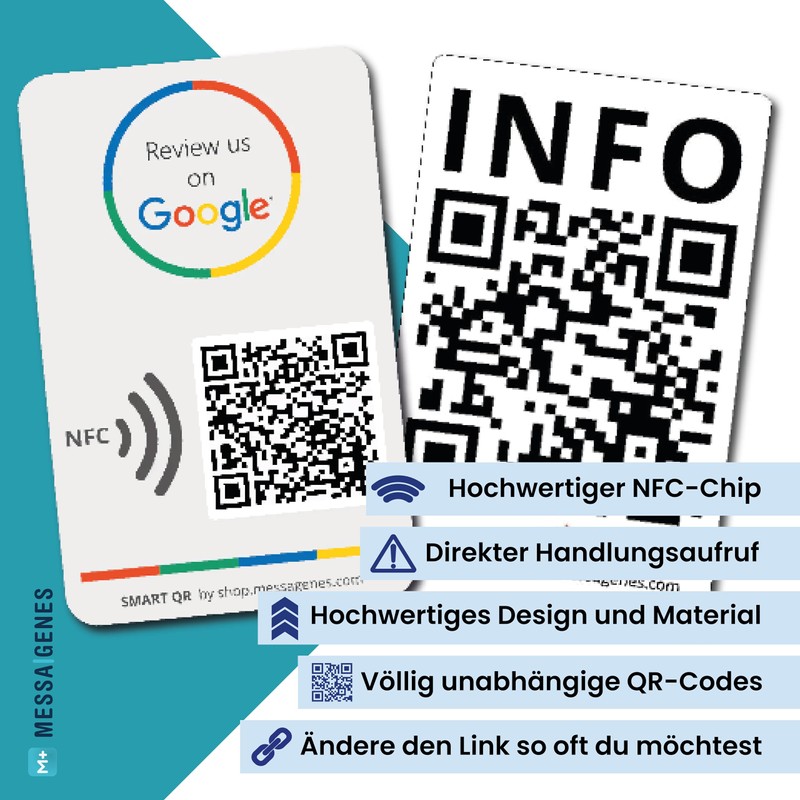MESSAGENES PVC card rating on Google QR code and NFC