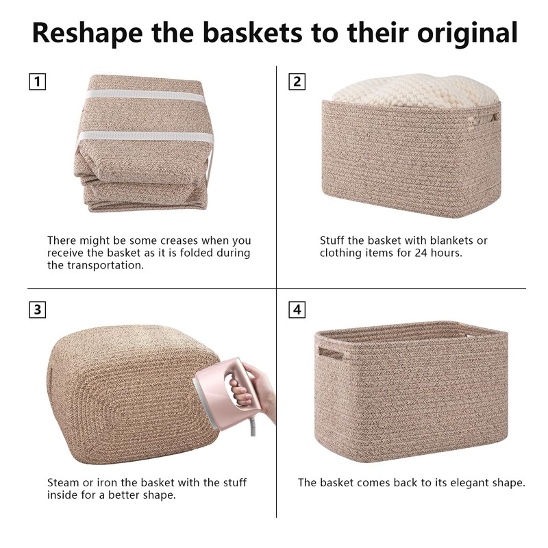 OIAHOMY 4 Pack Storage Baskets for Organizing, Cube Storage Bins
