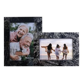 WDHODEC Black Mosaic Picture Frames 2PCS Handcrafted 4x6 & 5x7 Glass Photo Frames for Tabletop Display, Modern Home Décor, Gifts for Housewarming Birthday Wedding
