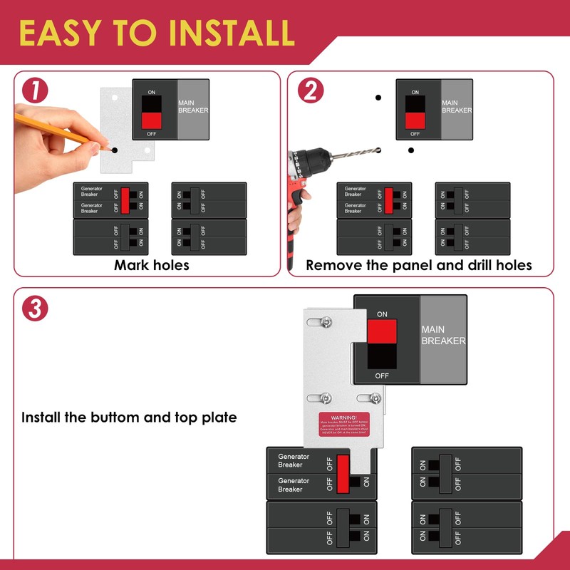 Generator Interlock Kit for General Electric GE Vertical-Throw Main Breaker