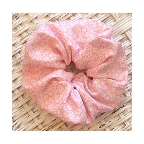 Light Pink Print Cotton Scrunchy-Large - Made in the USA
