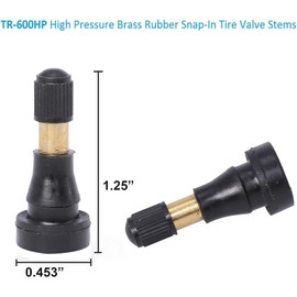 TR-600HP High Pressure Valve Stems Brass Rubber Snap-in Tire Wheel Valve Stems (250 Pack)