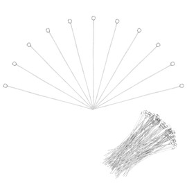 MECCANIXITY 100pcs Stainless Steel Eye Pins 0.8mm/22 Gauge 70mm Earring Flat Headpins for Jewelry Making Supplies Jewelry Findings, DIY Craft, Necklace, Silver