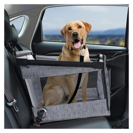 XenofLStry Dog Car Seat Car Pet Seat Stable Carriers Dog Accessories Safe Portable Puppy Travel Baskets Mesh Protector Waterproof Outdoor Pet Supplies(Gray)