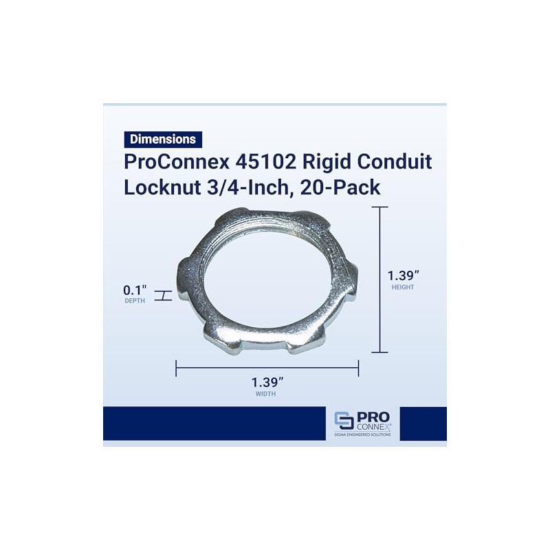 SIGMA ENGINEERED SOLUTIONS ProConnex 3/4" Rigid Conduit Locknut, 20-Pack