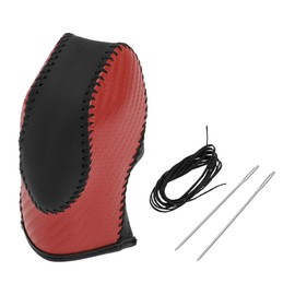 RATCHROLL Gear Shift Knob Cover for Ford Fusion 2013-2016 Anti-Slip Stick Shifting Handle Protector Faux Leather 1 Pc Red Carbon Fiber Black