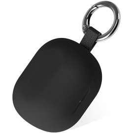 Geiomoo Silicone Case for JLab JBuds Mini True, Soft Flexible Scratch Resistant Cover with Carabiner (Black)