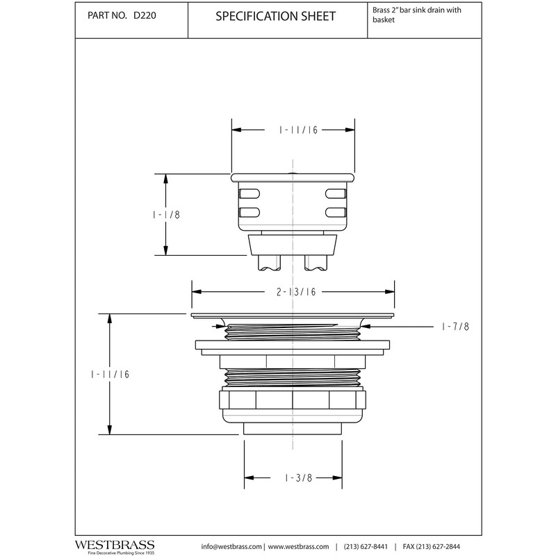 Westbrass D220-11 Sink Strainer, Antique Copper