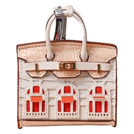 BPTRKOM 1 x Generic Women's Leather Bracelet with Keyring - Cute Mini House Shape as Handbag & Backpack Decoration - Stylish Accessories for Women & Girls (White), White