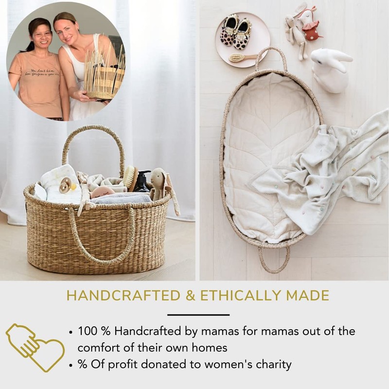 BEBE BASK Premium Baby Diaper Caddy Organizer - Artisan-Made Seagrass