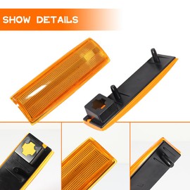 Tonsya For Chevy S10 GMC Jimmy S15 Oldsmobile Front Bumper Signal Side Marker housing Amber Lens GM2551108, GM2550116