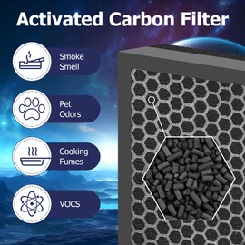 Vital 100 Replacement Filter for LEVOIT Vital 100 Air Purifier, H13 True HEPA and High-Efficiency Activated Carbon Filter, Vital 100-RF, 2 Pack, White