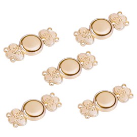 WANDIC Cardigan Clips, 5 Pairs Vintage Chinese Good Luck pattern Cape Fasteners Sew On Hooks And Eyes Cardigan Clip Cloak Clasp Fasteners For Sweater Shawl, Matte Gold