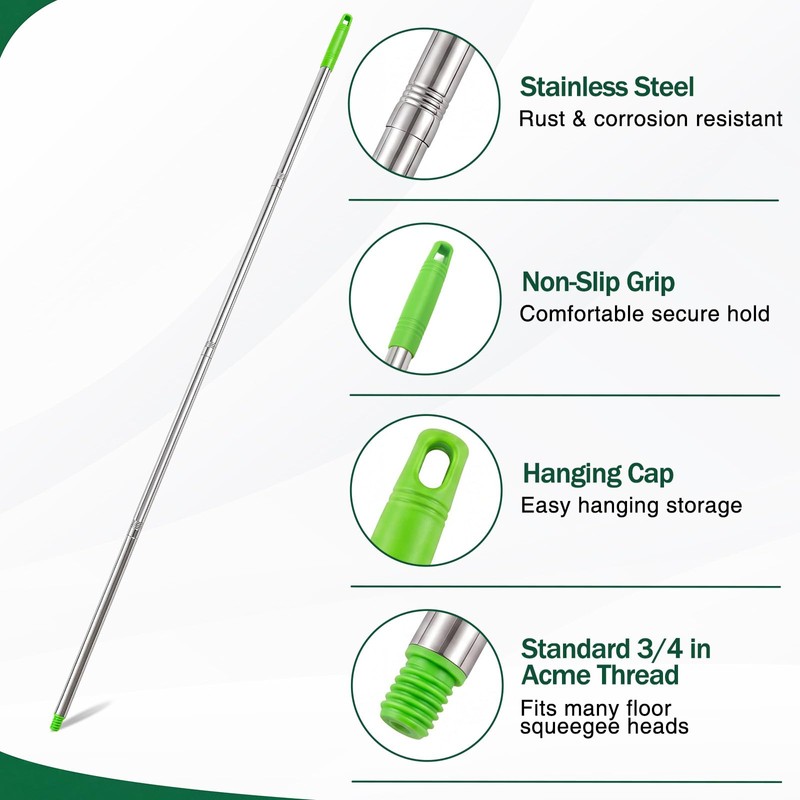 Lanties 4 Pack 57.5-Inch Stainless Steel Floor Squeegee Replacement Handles,