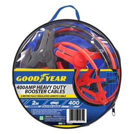 Goodyear 2m 400amp Booster Cables - Jump Leads Long| Powerful Coil Spring Clamps| Colour-coded Clamp| Zipped Carry Bag Included| Fully Insulated Length Cable| Suitable For Cars And Vehicles 3000CC