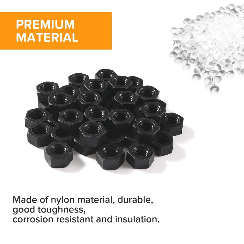 Lyeteung 40 Pieces M8 Hexagonal Full Nuts Metric, Nylon Hex