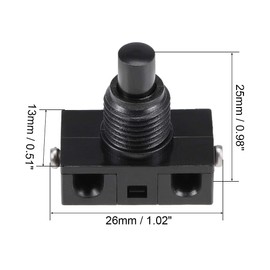 sourcing map Inline Foot Pedal Push Button Switch, UFO Type Lamp Lighting Foot Control Latching ON/Off Footswitch Black 2 Pcs