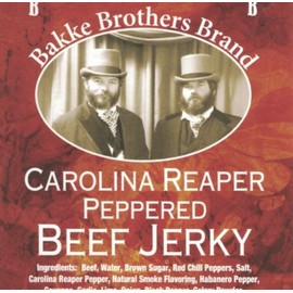 Bakke Brothers Brand Carolina Reaper Pepper Beef Jerky Extremely HOT Jerky Hut Nitrates & Gluten Free