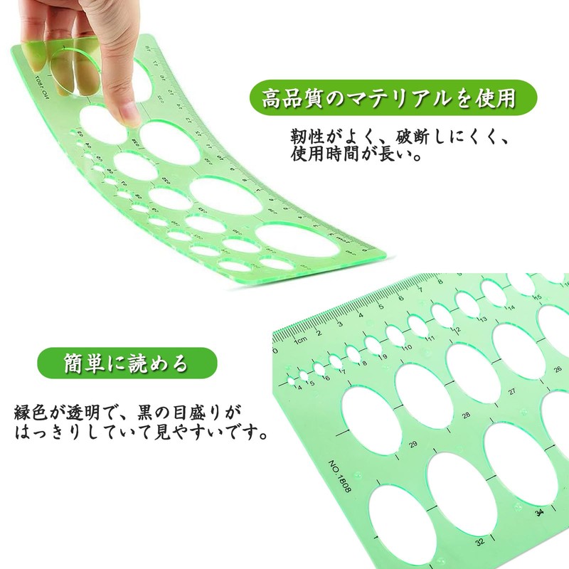 TerraShine Ruler Template Circular Ruler Drafting Ruler Set Oval Polygon