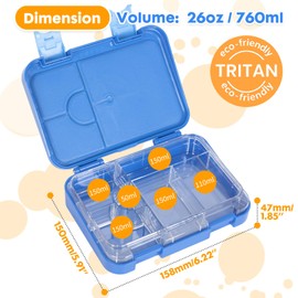 PinkSheep Children's Lunch Box, 760 ml, Bento Lunch Boxes, BPA-Free, Leak-Proof Children's Food Container with 6 Compartments, Back to School Students, Daycare Lunch/Snack Container, Tritan (Football)