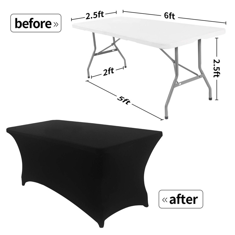 Peomeise 2PCS 6FT Spandex Table Cover Rectangular Stretch Spandex Tablecloth