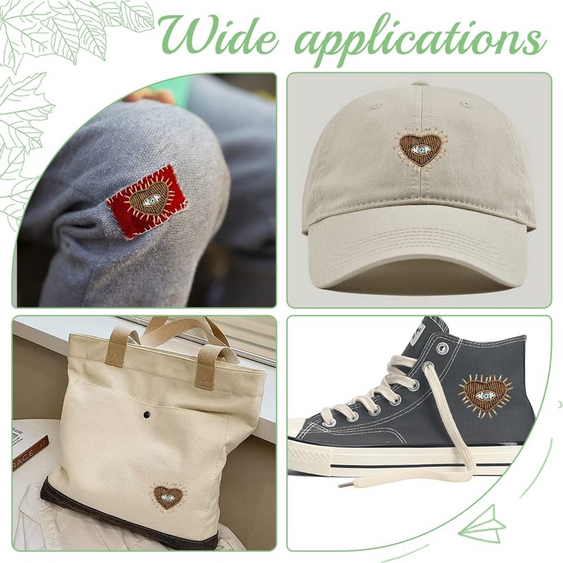 AHANDMAKER 6 Pcs Eye Beaded Patches for Clothes, Heart Blue