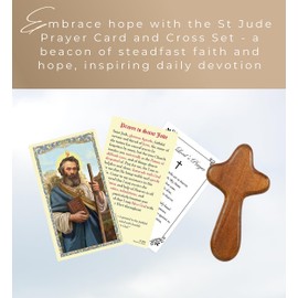 St Jude Prayer Card - Laminated Saint Jude Prayer Card, Handheld Cross, The Lord's Prayer Card - Saint Jude Card for Daily Devotion - St Jude Thaddeus, Patron Saint of Lost Cause Theme Set of 3 Items
