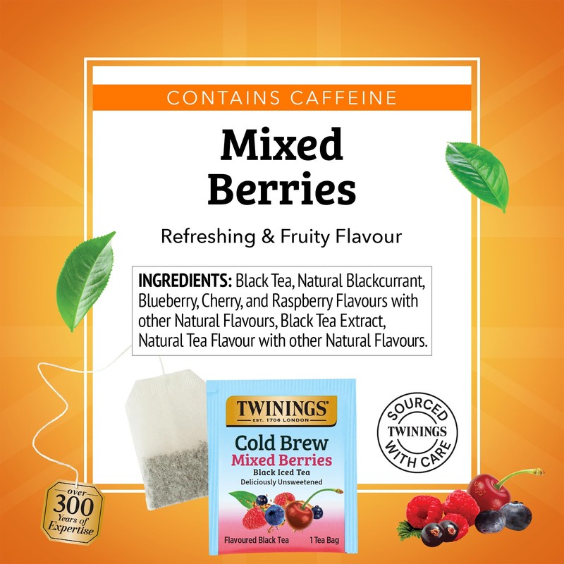 Twinings Mixed Berries Cold Brew Iced Tea Bags, 20 Count