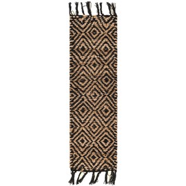 Unique Loom Braided Jute Collection Area Rug - Assam (0' 9" x 2' 6" Stair Tread Black/Natural)