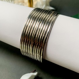 I Jewels 18K Silver Plated Indian Wedding Bollywood Oxidized Plain Bangle Set For Women (ADB158S) (Set of 24 Bangles)