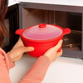 Microwave Silicone Food Steamer Pot with Handle & Lid – 1.2L Nonstick Cooker for Ramen, Reheating Leftovers, Fridge Storage, Microwave-to-Table Use, Dishwasher & Oven Safe, Easy to Clean, Made in Korea