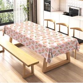Buxiuer Peach Tablecloth Summer Sweet As A Peach Girls Birthday Party Decoration Disposable Plastic Table Cloth Table Cover Dining Room Kitchen Indoor Outdoor Decor 54 x108 Inch -Pack of 2