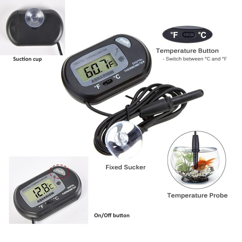 (2 Pack) LCD Fish Tank Aquarium Thermometer, T Tersely Digital