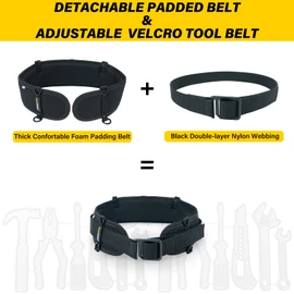 MELOTOUGH Padded Tool Belt Work Tool Belt for Heavy Duty Work,Tool Belt with Back Support Adjustable Waist(SM), Black & Yellow, Large