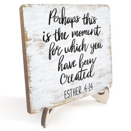 Motivational Wood Sign Rustic Desk Decor Home Farmhouse Office Decor Work Table Desk Accessories Decorative Christian Religious Bible Verse Faith Decorations Office Supplies Bedroom Cubicle Decor