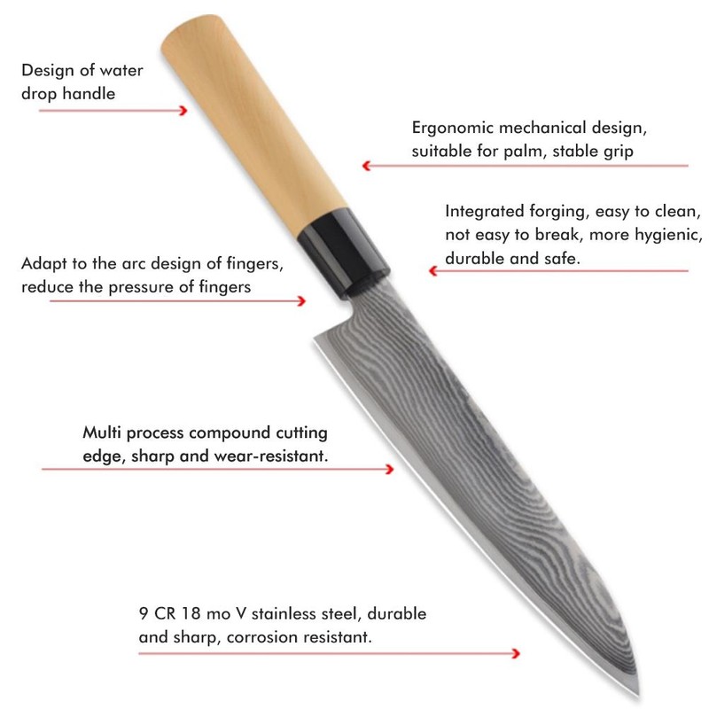 Professional Kitchen Meat Knives Chef Knives Firm Durable Non Slip