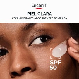 Eucerin - Loción de protección solar facial Sun Oil Control SPF 50 con minerales que absorben el aceite, botella de 2.5 onzas líquidas