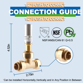 AquaNeurk Stainless Steel Water Hammer Arrestor, 1/2 Inch Push-Fit Tee Hammer Arrestor With Disconnect Clip, Push-to-Connect Fittings for Pex Pipe, Copper, CPVC