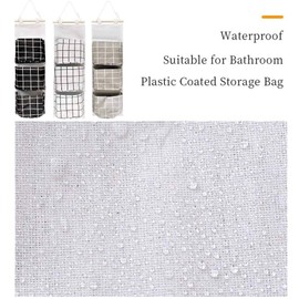 KAHEIGN 3pcs Hanging Bag Hanging Storage Bag 60 x 20 cm Foldable Linen Fabric Waterproof Wall Hanging Organiser with 3 Pockets for Children's Room Bathroom Bedroom