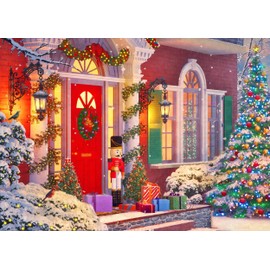 Springbok Christmas House - 500 Piece Jigsaw Puzzle for Adults - Colorful Outdoor Christmas Illustration - Made in USA- Perfect for Family Game Nights & Holiday Gatherings