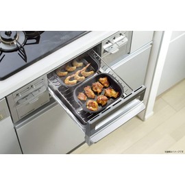 Ishigaki Sangyo 4034 Aluminum Square Grill Plate, Black, Small, Approx. Width 7.1 x Depth 5.3 x Height 1.4 inches (18 x 13.5 x 3.5 cm), Meijin Premium IH Gas Fire, Grilled Fish, Non-fried Cooking